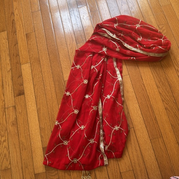 Elegant Red Embroidered Dress - Picture 13 of 14